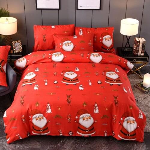 Red Cartoon Santa Claus Elk Christmas Pillowcase Duvet Cover Set Home Decor New Year Gifts Bedding Children Boys Girls Cover set