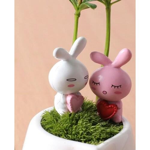 Heart Rabbit Lover Animal Miniature Fairy Garden Home Houses Decoration Mini Craft Micro Landscaping Decor DIY Accessories