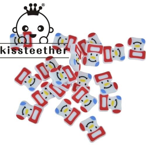 Kissteether 20pcs Silicone Christmas Socks Bead Molar Silicone Rubber Necklace BPA Free Baby Teether Silicone Toys