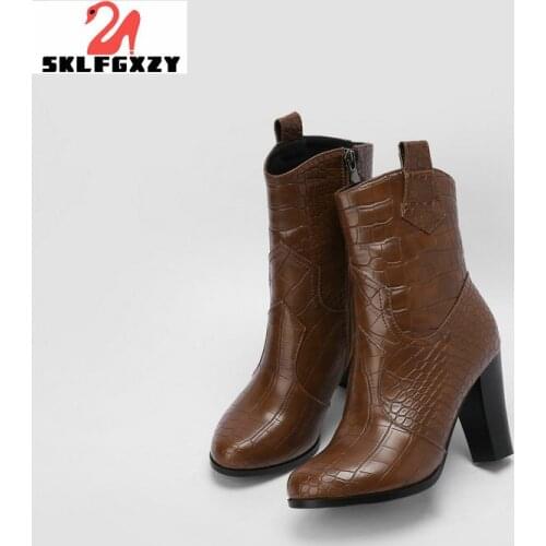 SKLFGXZY Thick-heeled Short Boots Womens Boots 2021 New Autumn Winter High-heeled Boots ANKLE Work Safety