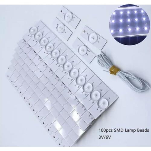 100Pcs SMD LED Lamp Beads with Optical Lens Fliter Optical Lens Backlight Bead 3V 6V Lens for 32-65 inch LED TV Repair 2M Cable