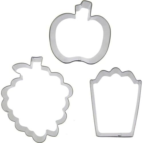 Apple, Grapes, Gift Box shaped 3 piece biscuit cutting molds, baking tools, cake decorating soft candy tools