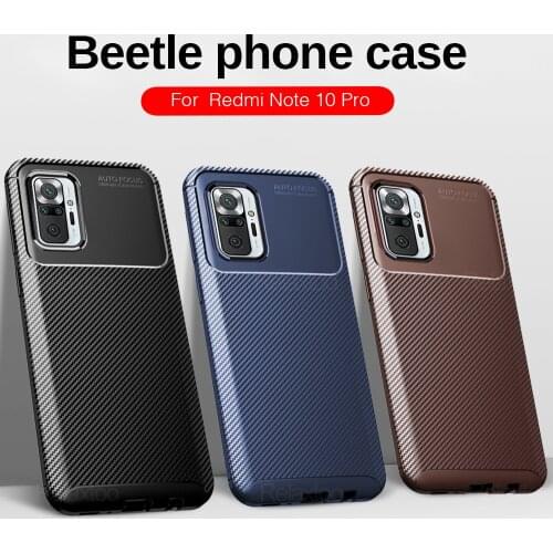 Carbon Fiber Texture Protcetive Case For Xiaomi Redmi Note 10 Pro Anti-Fingerprint Protection Shell Cover Remi Note 10S 10 Coque