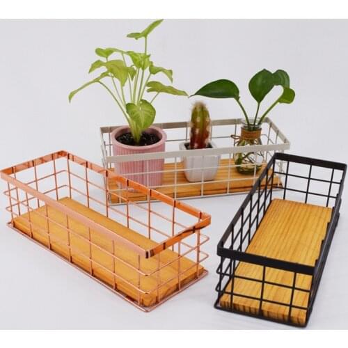 Iron Storage Basket Rectangular Table Top Storage Storage Basket Wire Storage Basket, Plant Flower Rack Basket