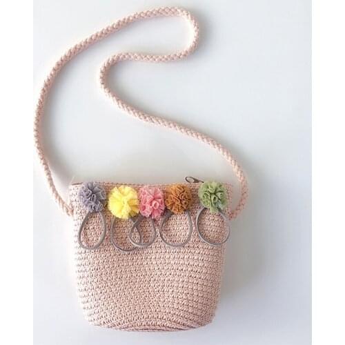 Women Sweet Shoulder Bag Straw Woven Bag Floral Patchwork Zipper Girl Female Small Beach Crossbody Bag