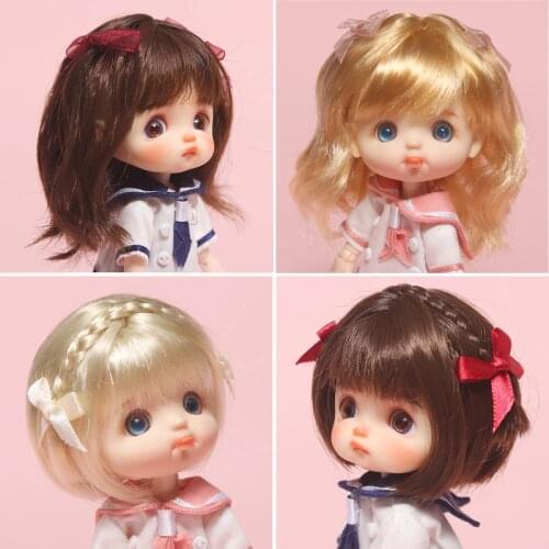 1/8 Bjd doll Wig High Temperature Bangs BOBO head short hair Straight hair long curly hair Golden pink black ob11 SD Doll wig