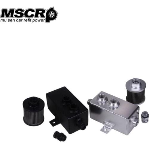 1L Aluminum Oil Catch Can Tank Fuel Tank With Breather & Filter Drain Tap