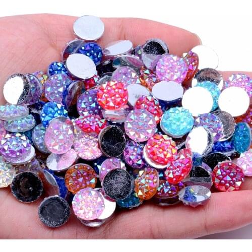 10mm 100pcs Resin Rhinestones For Jewelry Making Decorations Cabochons Round Flatback Glue On Beads 8 Colors
