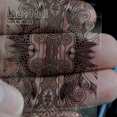 100cm x 4cm Black Lace Totem Nail Art Transfer Foils Nail Sticker Decal Tip Decoration Glue Polish DIY Manicure Tools 208