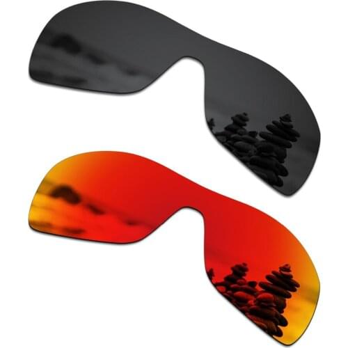 SmartVLT 2 Pieces Polarized Sunglasses Replacement Lenses for Oakley Antix Stealth Black and Fire Red