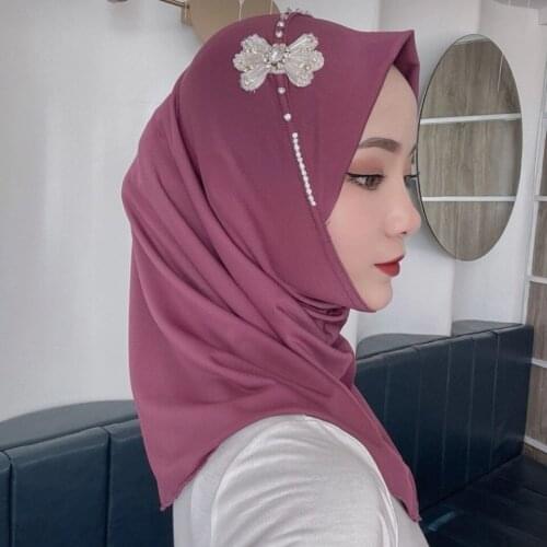 2021 Ready To Wear Muslim Wraps Shawls Viscose Scarves Bow Hijab