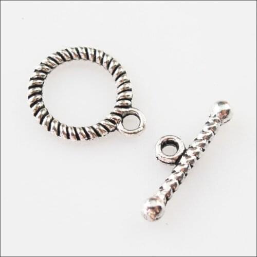 30 New Connectors Necklace Round Circle Toggle Clasps Tibetan Silver