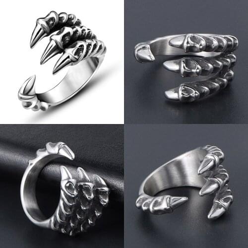 316L Devils paw Men Calvarium Skull Punk Vintage Ring Gothic High Quality Stainless Steel Biker Rings Motorcycle jewellery