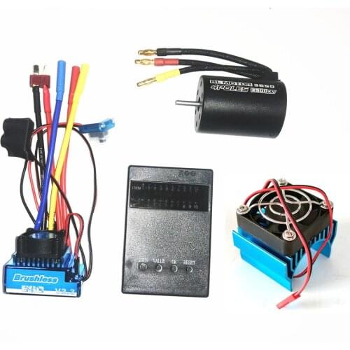 3650 3900KV Brushless Motor & 45A 60A 80A 120A ESC Programming Card Heatsink Combo for 1:10 RC Car RC Boat Part Electric Speed