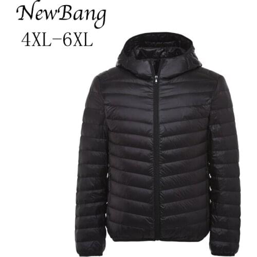 4XL- 6XL Plus Womens Ultra Light Duck Down Jacket Largr Size Autumn Winter Hooded Down Overcoat With Carry Bag