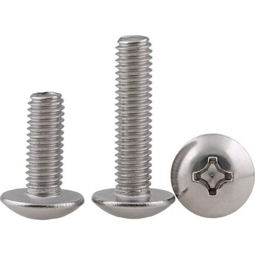 5-40Pcs M3 M4 316 Stainless Steel Large Truss Head Cross Recessed Machine Screw Mushroom Head Screw