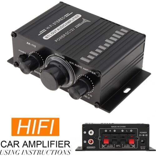 AK170 2 Channel Power Amplifier Audio Karaoke Home Theater Amplifier 2 Channel Bluetooth Class D Amplifier USB/ SD