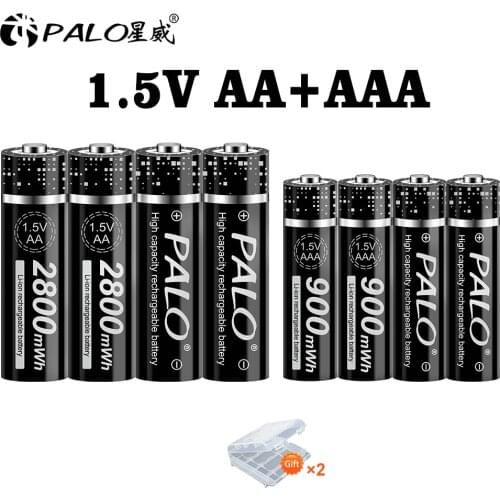 PALO 1.5V AA + AAA Lithium Battery Rechargeable AA Li-ion AAA Rechargeable Battery For Clocks mice computers toys
