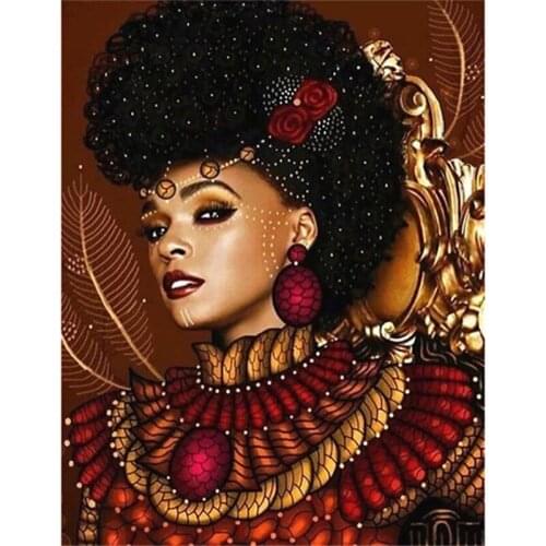 DIY 5D Diamond Painting Cross Ctitch Portrait Full Square Round Drill African Woman Diamond Embroidery Resin Picture Home Decor
