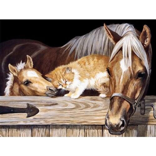 Diamond Painting 5D DIY Animals Horse 100% Full Round Drill Diamond Living Room Kitchen Home Decoration Cross Stitch Kit Gift