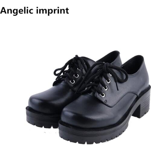 Angelic imprint woman mori girl lolita cosplay shoes lady mid heels Pumps women students college dress party shoes lace up 5cm