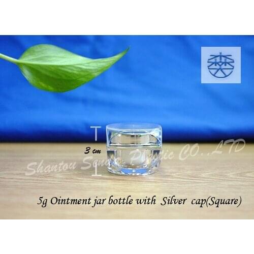 Free shipping, 30PCS/LOT,Hot sale acrylic cream Jar bottle,Fancy sliver 5g cosmetic jars,5g cream jar, cream container
