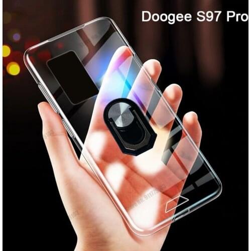 Case For Doogee S97 Pro Silicone Soft Prortection Clear Phone Case For Doogee S96 Pro 360 Rotation Ring Stand Holder Back Cover