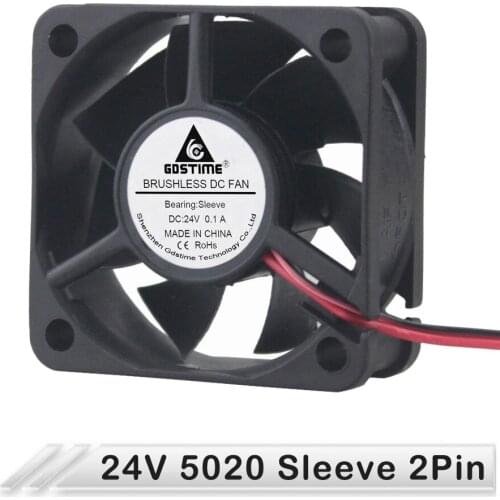 20pcs lot Gdstime 50mm x 20mm 5cm DC 24V 5020 2Pin Computer Brushless Case Cooler Cooling Fan