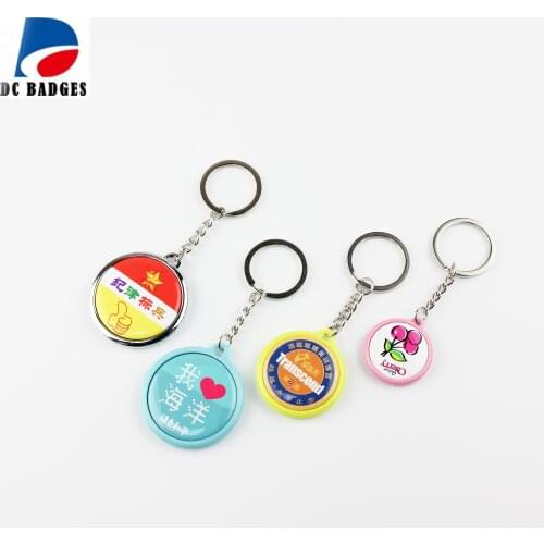 Double-side 37mm colorful button keyring material 500sets mix colors