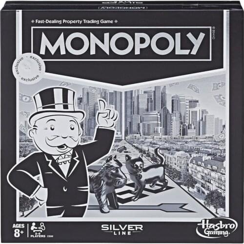 Hasbro Monopoly Silver Line version Family Entertainment Gaming Puzzle Board GameS Strategy Party Toys
