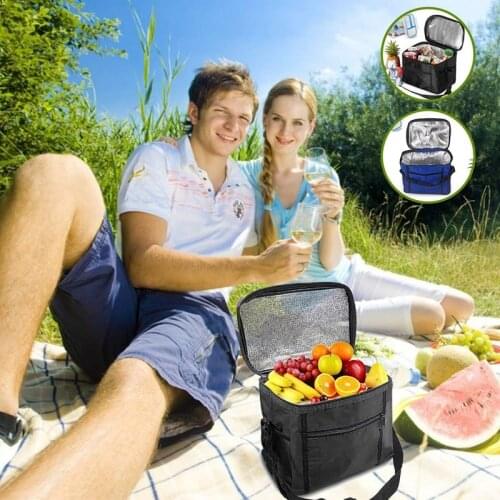 Insulated Collapsible Cooler Lunch Bag Hot or Cold Food Transport with Pockets and Adjustable Shoulder Strap