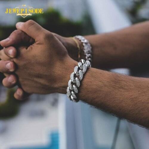 Jewepisode 8 Inch 100% 925 Sterling Silver Sona Diamond Punk Cuba Chain Link Bracelets for Men Luxury Fine Jewelry Wholesale