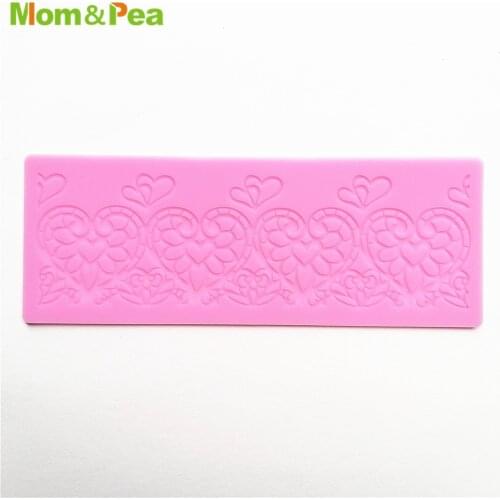 KCL567 4-Heart Small Lace Pad Silicone Mold Sugar Paste Fondant Cake Decoration 3D Mould