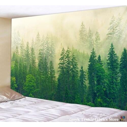 Forest Plant Landscape Tapestry Scenery Tapestry Throw Mandala Hippie Bedspread Bohemian Home Decor Natural Wall Hanging Indian