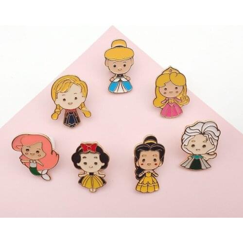 Disney Princess Brooch Pin Adornment Mermaid Cartoon Cute Mermaid Enamel Dripping Metal Badge