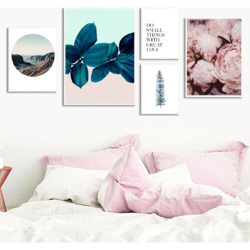 Minimalist Wall Art Prints Pink Flowers Canvas Painting Pictures Bedroom Nordic Posters Gallery Wall Decoration
