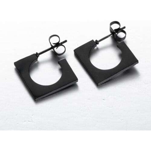 Jisensp Trendy Cute Stainless Steel Earrings Fashion Jewelry Black Earrings Square Stud Earrings for Women Girls Party Gift