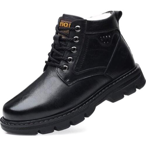 2021 Mens Snow Boots Non-slip Wear-resistant Cotton Shoes Winter Plush Warmth and Thick High-top Leather Shoes Mens Snow Boots