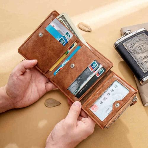 Mens wallet casual short Three fold small wallet luxury portefeuille homme New leather male wallets card holder coin money bag