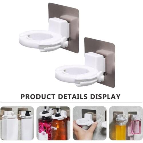 2pcs Adjustable Hand Sanitiser Holder Wall Mounted Shower Gel Bottle Rack For Home Bathroom