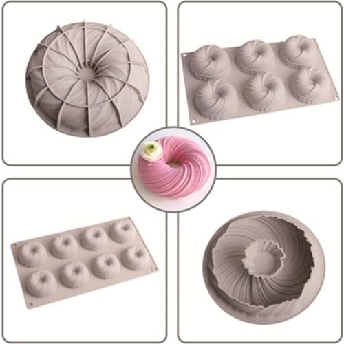New Round Swirl Cake Mousse Silicone Mold For Kitchen Baking Dessert Art 3D Mould Silicone Moulds Cake Decorating Pastry Bakewar