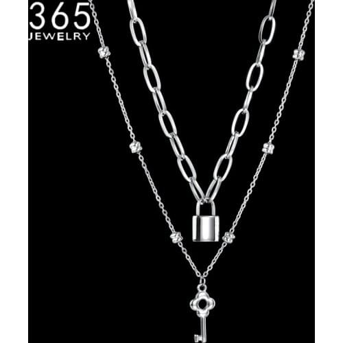 2020 New Fashion Key Lock Necklace Double layer Style Jewellery Pendant Halloween Necklace Party Gift For Girls Women Choker