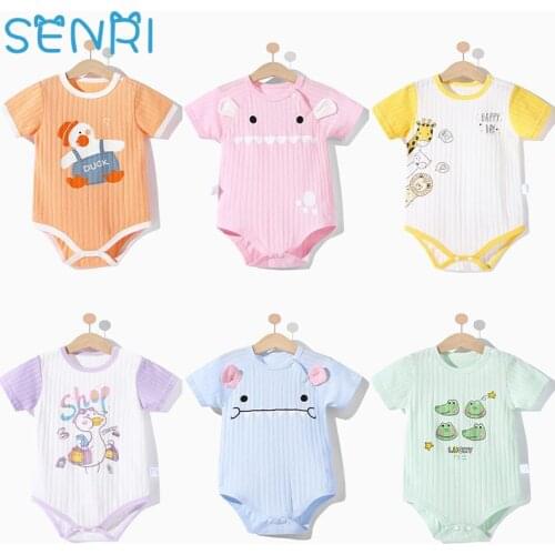 Newborn Baby Clothes Girls Boys Cotton Clothing Infant Soft Short Sleeve Jumpsuit Toddler Summer Cute Cartoon Baby Rompers 0-2Y