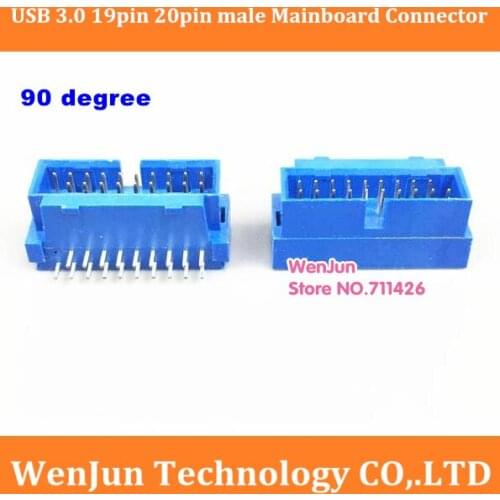 Wholesale !!! new USB3.0 19p 20p USB 3.0 19pin 20pin Male 90 degree mainboard motherboard connector socket