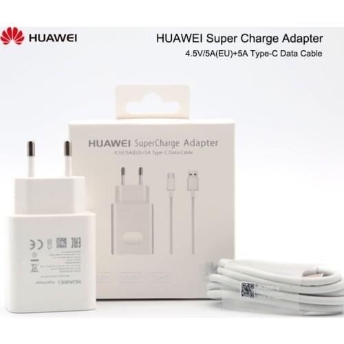 Original Huawei 5V4.5A Super Fast Charge USB Wall Charging Power Adapter,5A Type-C Cable for honor nova 45 p20 p30 mate20 mate30