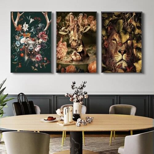 Panda Tige Lion Deer Jungle Canvas Painting Wall Poster Nordic Posters and Prints Wall Art Pictures Cuadros Home Decorration