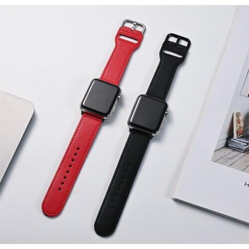 For Apple Watch Band Genuine Leather Smartch Watch Apple Watch 6 5 4 3 2 1 SE 44mm 42mm 38mm 40mm White Blue Pink Black Strap