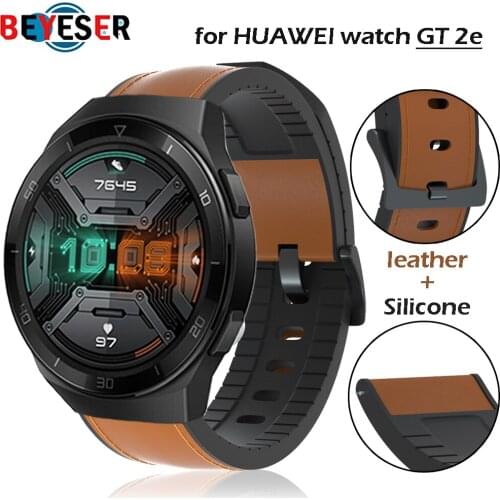 22mm silicone+Leather Straps Watchband Wristband For Huawei Watch GT 2e Wriststrap bracelet For Huami Amazfit GTR 47mm strap