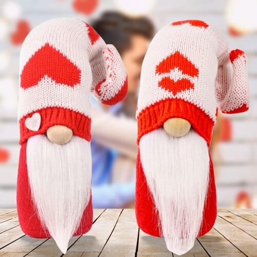 Christmas Decorations Red Knitting Polyester Non-woven Rudolph Love Faceless Doll Childrens Toy Mothers Valentines Day Gift
