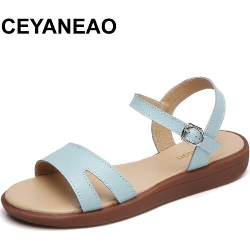 CEYANEAORome Style Buckle Casual Flat Sandals with Comfortable Elegant Outdoor Slipper for Womens Summer Beach Seaside Walking
